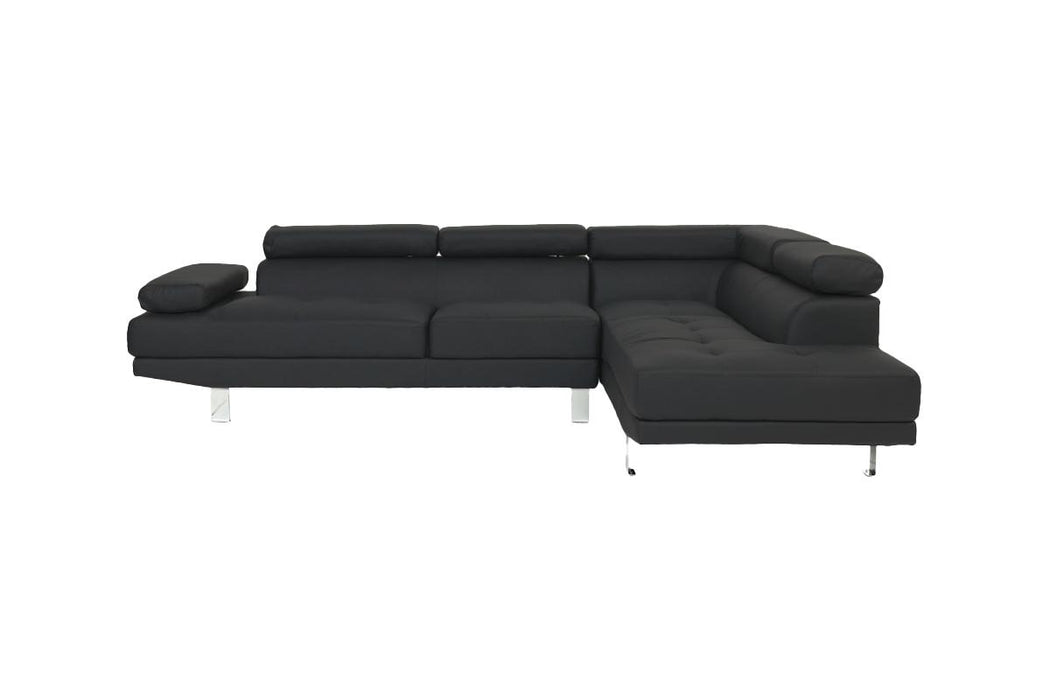 Left Facing Sofa, Right Facing Chaise Sectional Set - Black