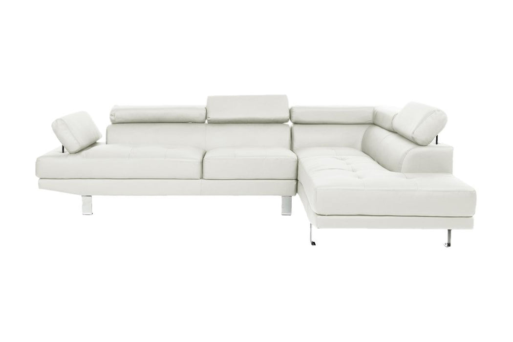 Left Facing Sofa, Right Facing Chaise Sectional Set - White