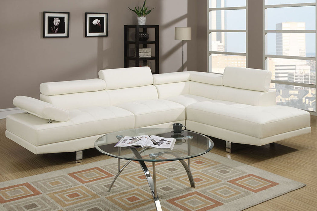 Left Facing Sofa, Right Facing Chaise Sectional Set - White