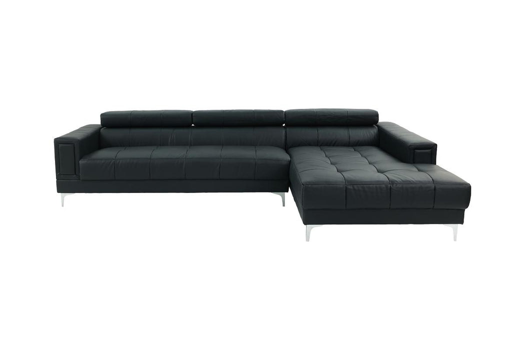 Left Facing Sofa, Right Facing Chaise Sectional Set - Black