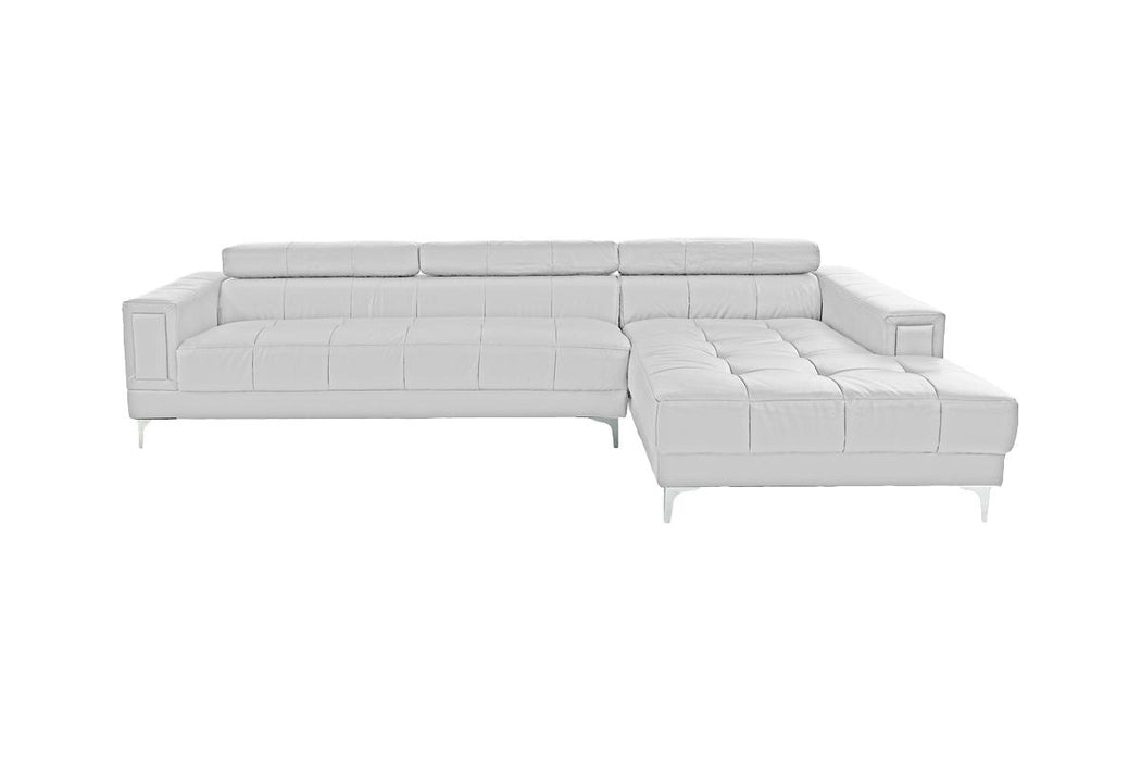 Left Facing Sofa, Right Facing Chaise Sectional Set - White