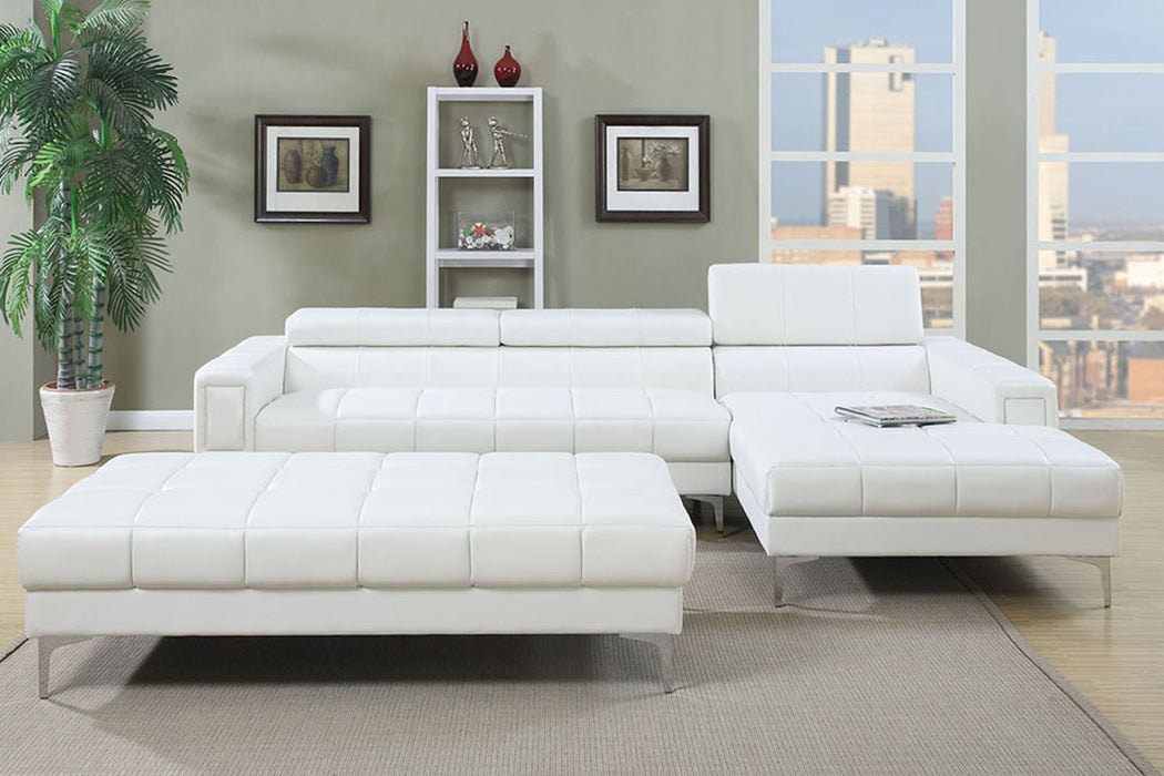 Left Facing Sofa, Right Facing Chaise Sectional Set - White