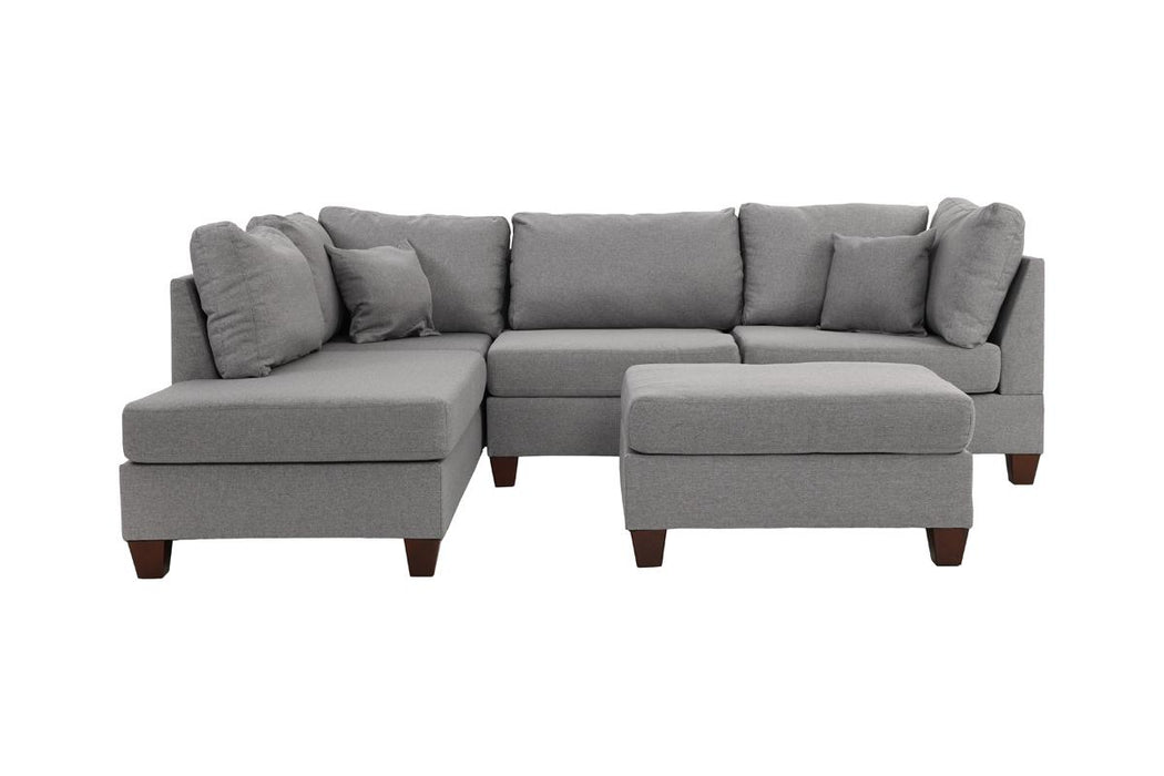 3pc Reversible Sectional W/ Ottoman - Grey