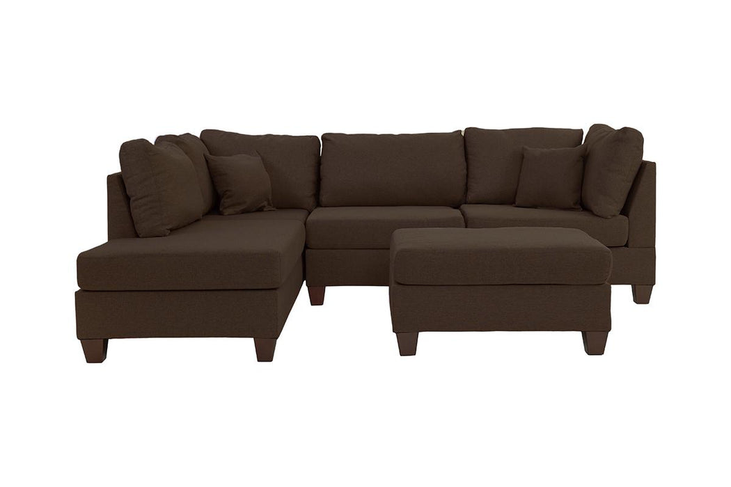 3pc Reversible Sectional W/ Ottoman - Chocolate