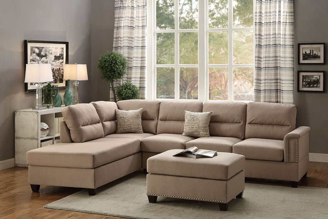 3-Pcs Sectional - Polyfiber (Linen-Like Fabric)