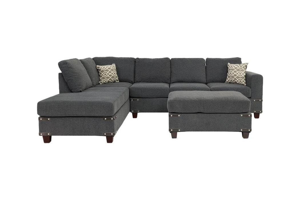 Reversible Sectional with Ottoman - Charcoal