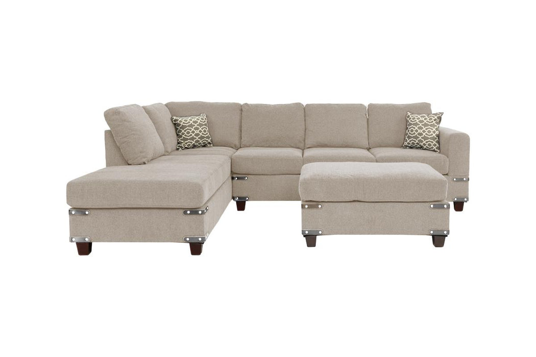 Reversible Sectional with Ottoman - Mushroom