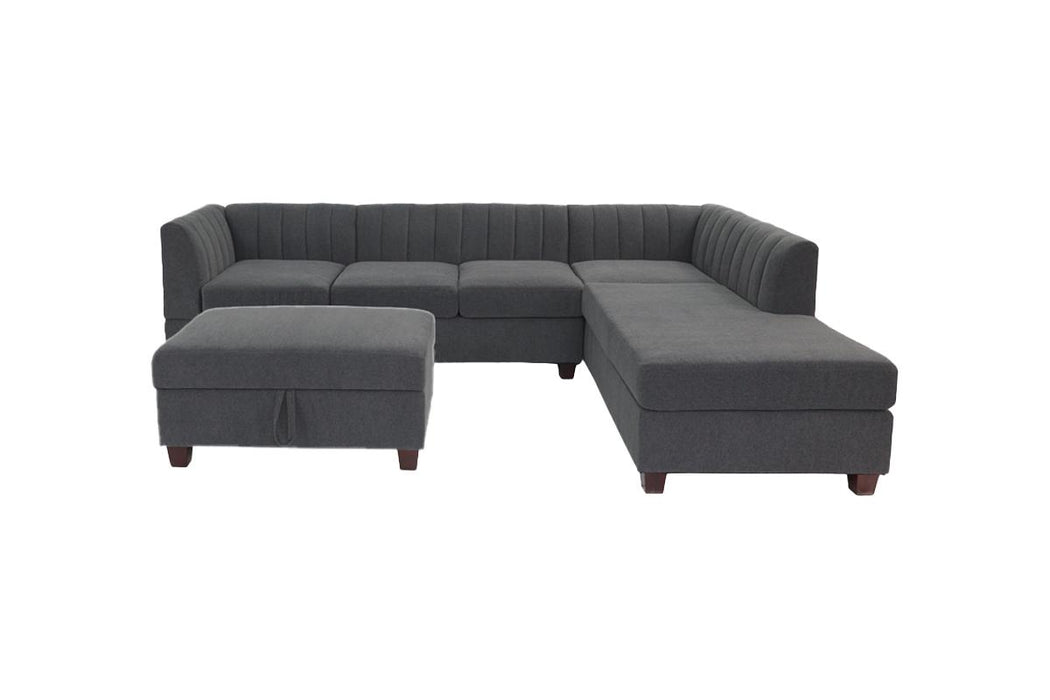 3-Piece Sectional with Reversible Chaise & Ottoman - Charcoal