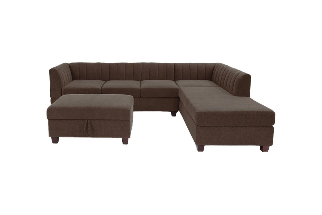 3-Piece Sectional with Reversible Chaise & Ottoman - Chocolate