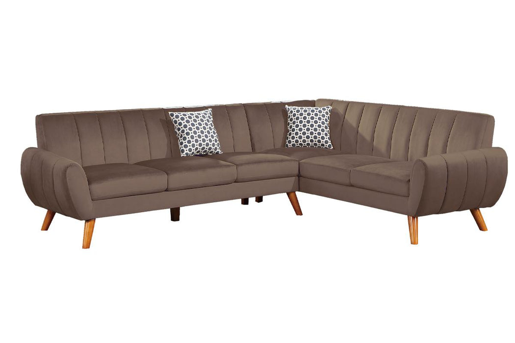 2-Piece Sectional with Accent Pillows - Light Brown