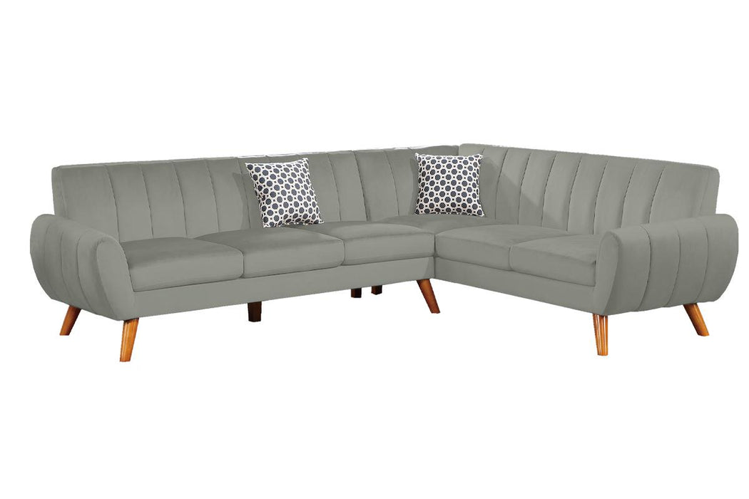 2-Piece Sectional with Accent Pillows - Light Grey