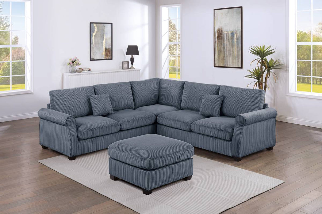 4-Piece Sectional with Loveseats, Corner Wedge & Cocktail Ottoman - Dark Gray