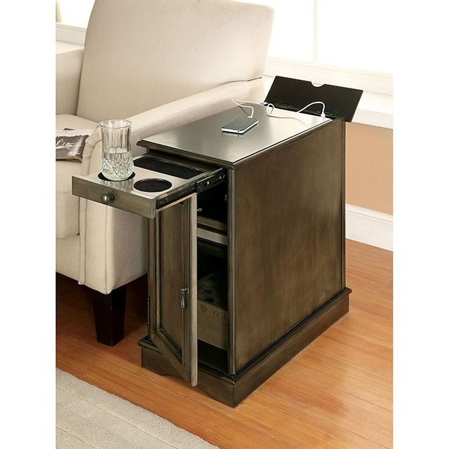 LILITH I Gray Side Table w/ USB