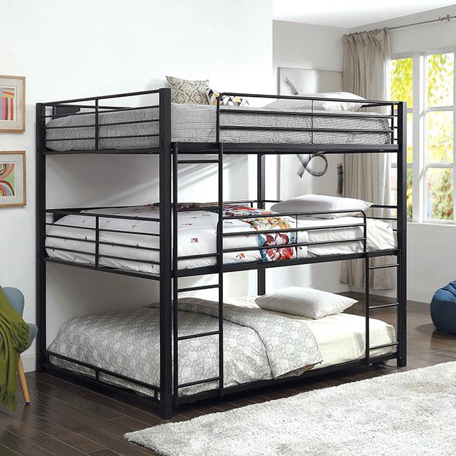 Olga I Sand Black Queen Triple Decker Bed