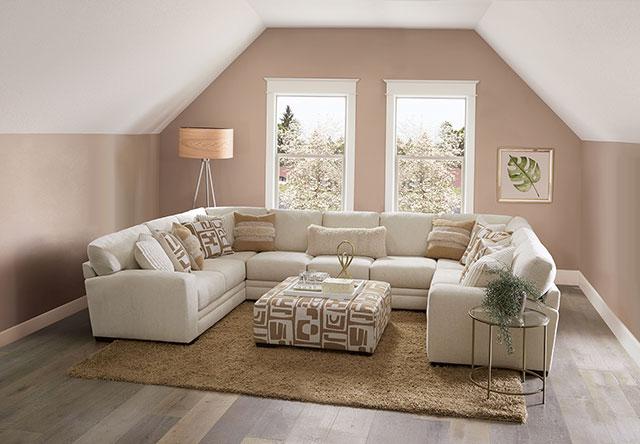 CARLETON Sectional, Ivory/Tan