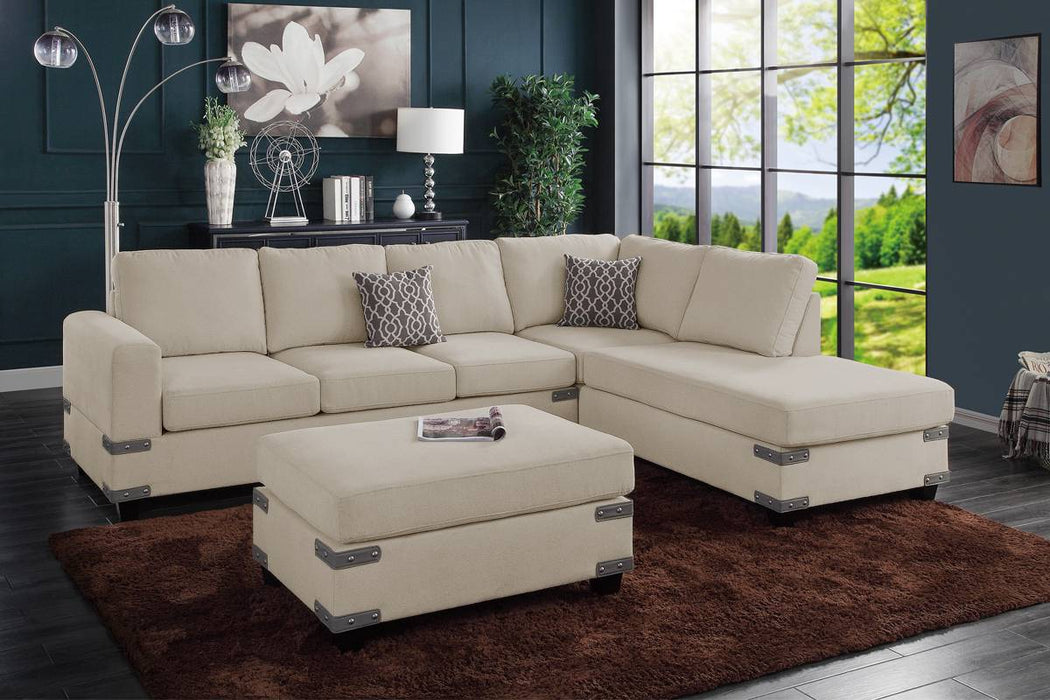 Reversible Sectional with Ottoman - Mushroom