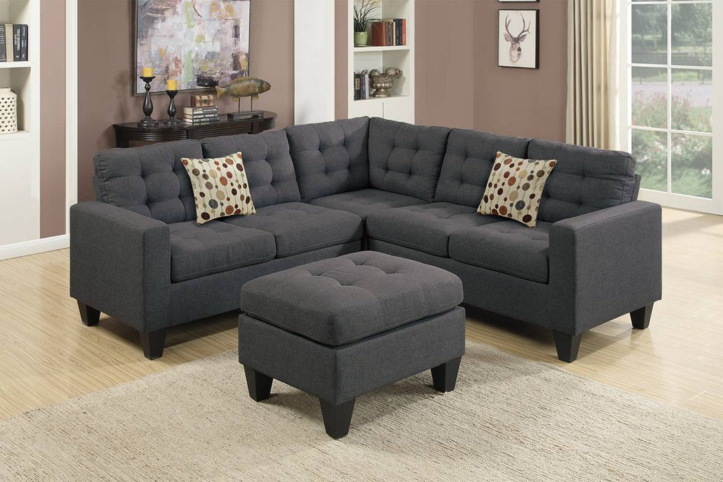 4pc Modular Sectional W/ Ottoman - Blue Grey