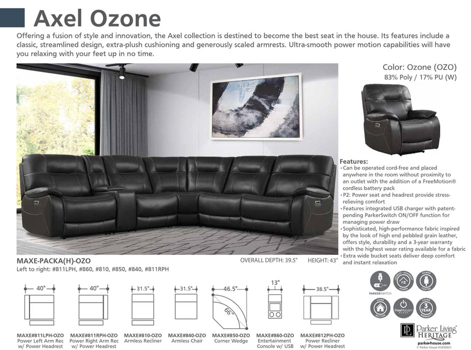 Modern Furniture - Axel Power Recliner in Ozone - Set of 2 - MAXE#812PH-OZO