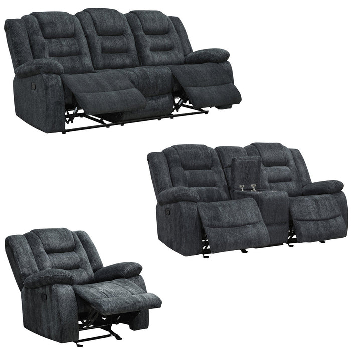 Modern Living - Bolton 3 Piece Manual Dual Reclining Sofa Set in Misty Storm - MBOL-321-MISS