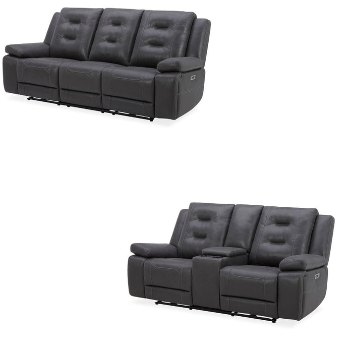 Modern Living - Caldwell 2 Piece Power Reclining Living Room Set in Tahoe Charcoal - MCAL-321PH-TACH-2SET