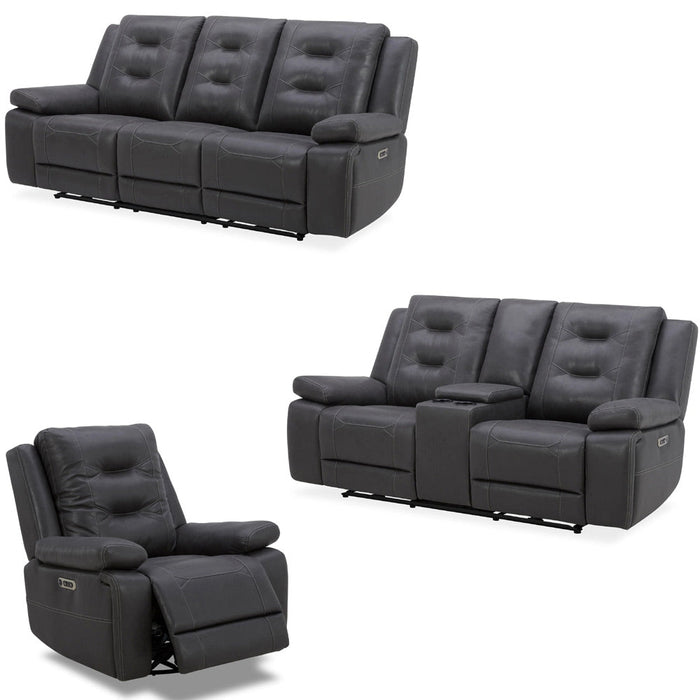 Modern Living - Caldwell 3 Piece Power Reclining Living Room Set in Tahoe Charcoal - MCAL-321PH-TACH-3SET