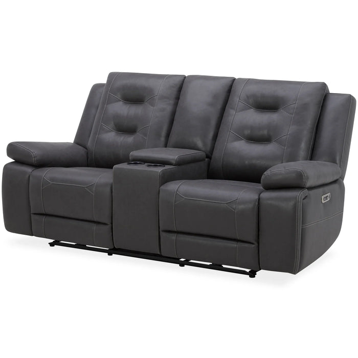 Modern Living - Caldwell Power Console Loveseat in Tahoe Charcoal - MCAL#822CPH-TACH