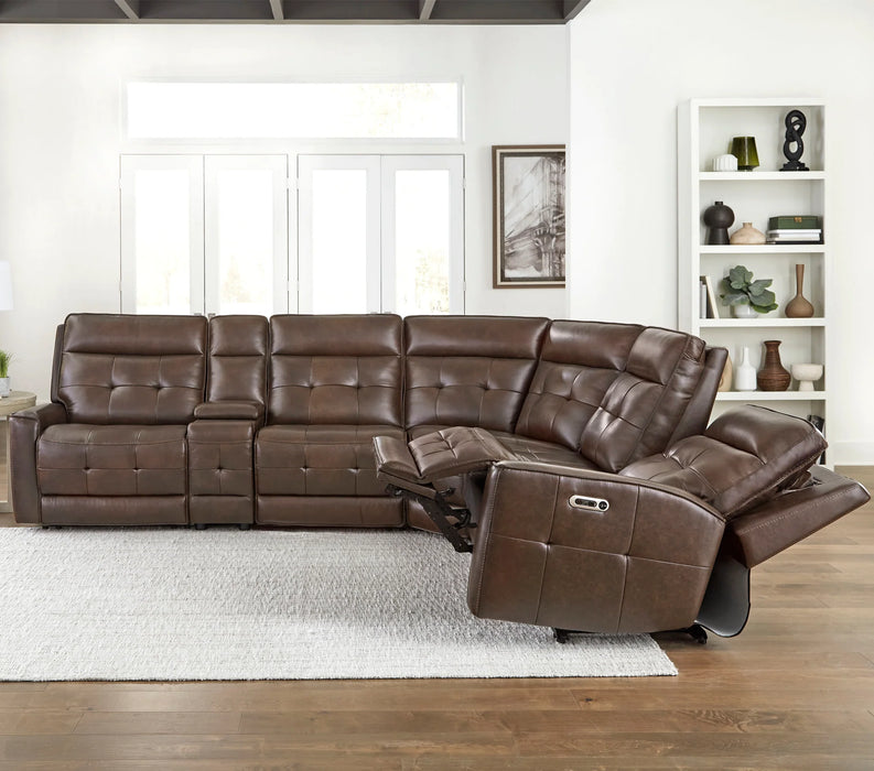 Modern Living -  Canterbury Acorn 6 Piece Zero Gravity Modular Power Reclining Sectional in Acorn - MCAN-PACKA(HZ)-ACO