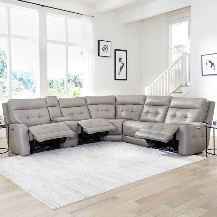 Modern Living -  Canterbury Pewter 6 Piece Zero Gravity Modular Power Reclining Sectional in Pewter - MCAN-PACKA(HZ)-PEW