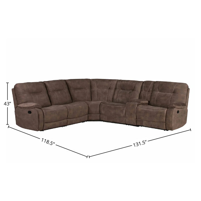 Modern Living - Cooper 6 Piece Reclining Sectional in Shadow Brown - MCOO-PACKA-SBR