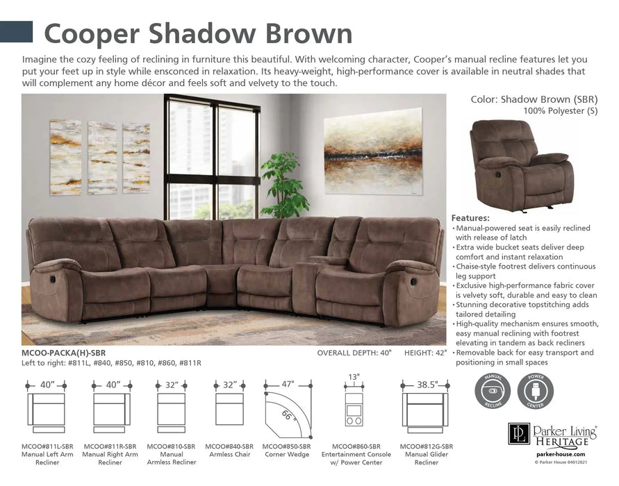 Modern Living - Cooper 6 Piece Power Reclining Sectional in Haze - MPOL-PACKA(H)-HAZ