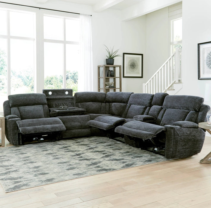 Modern Living - Dalton 6 Piece Reclining Sectional Sofa in Lucky Charcoal - MDAL-PACKT(H)-LCH