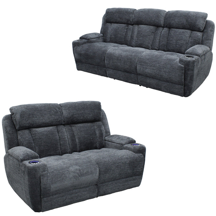 Modern Living - Dalton 2 Piece Power Sofa Set in Lucky Charcoal - MDAL#834PH-LCH-2SET