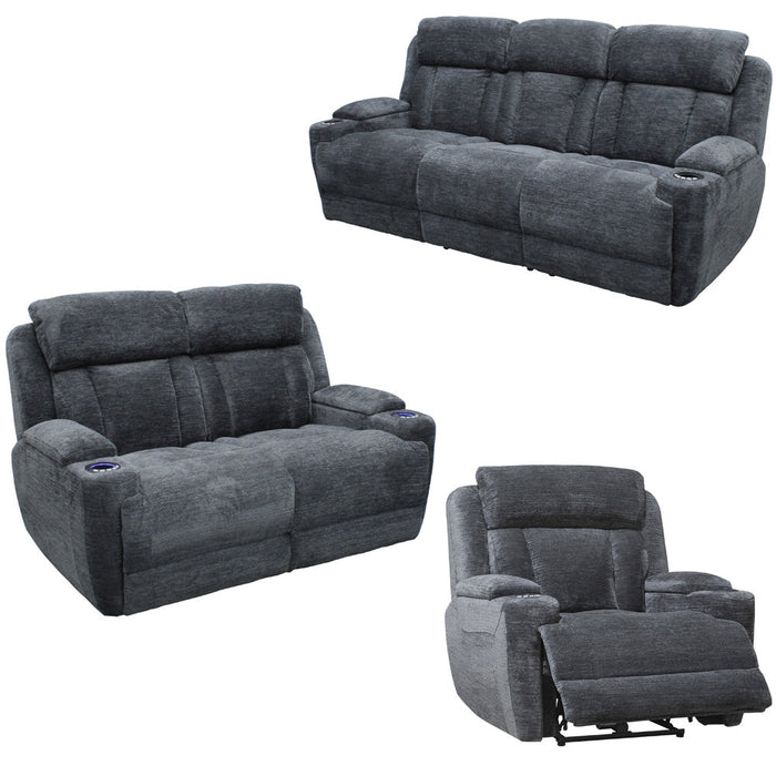 Modern Living - Dalton 3 Piece Power Living Room Set in Lucky Charcoal - MDAL#834PH-LCH-3SET