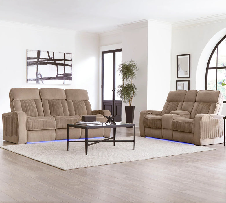 Modern Living - Equinox 2 Piece Power Reclining Sofa Set in Mushroom - MEQU#834PH-MURM-2SET