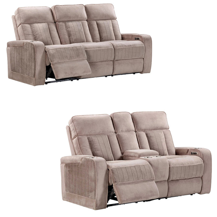 Modern Living - Equinox 2 Piece Power Reclining Sofa Set in Mushroom - MEQU#834PH-MURM-2SET