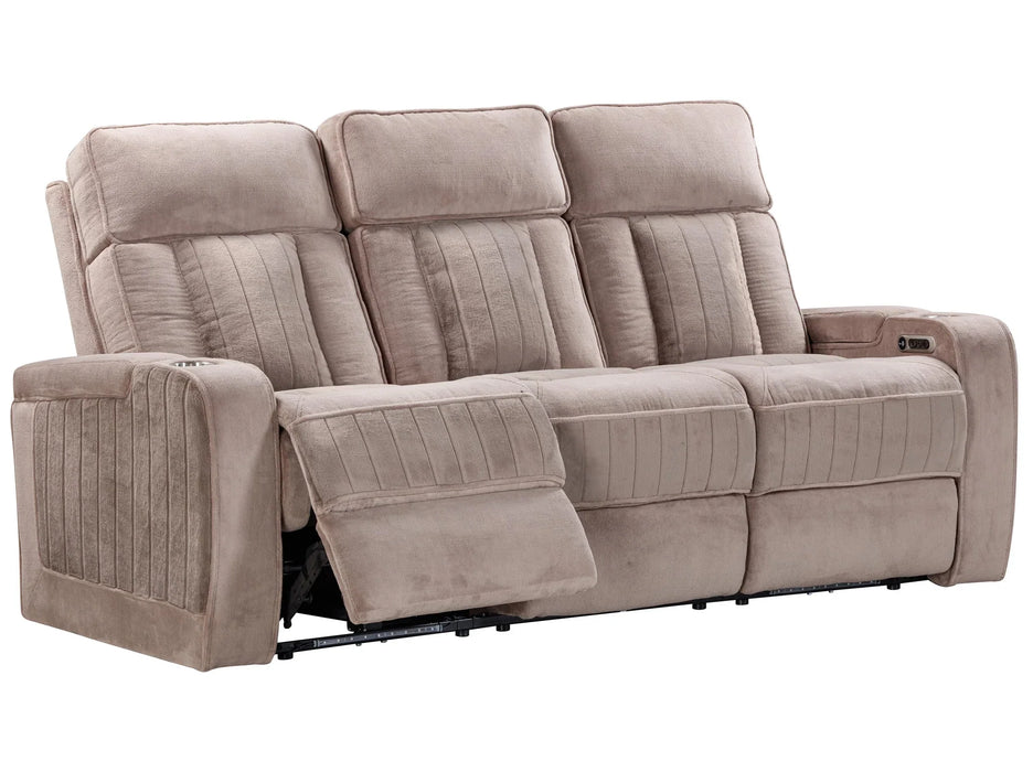 Modern Living - Equinox Power Reclining Sofa with Drop Down Table in Mushroom - MEQU#834PH-MURM