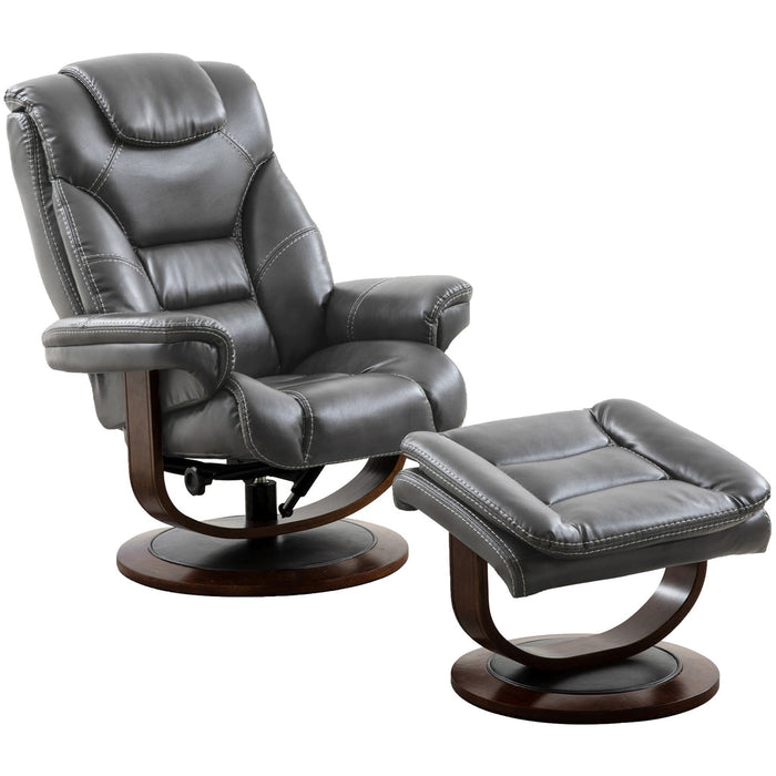 Modern Living - Monarch Manual Reclining Swivel Chair and Ottoman in Flint - MMON#212S-FLI