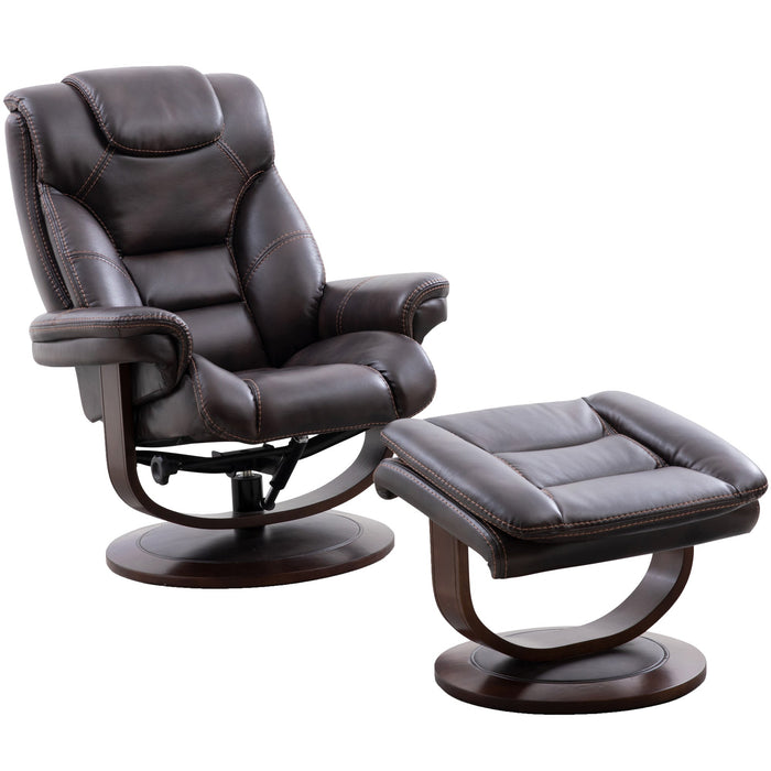 Modern Living - Monarch Manual Reclining Swivel Chair and Ottoman in Truffle - MMON#212S-TRU