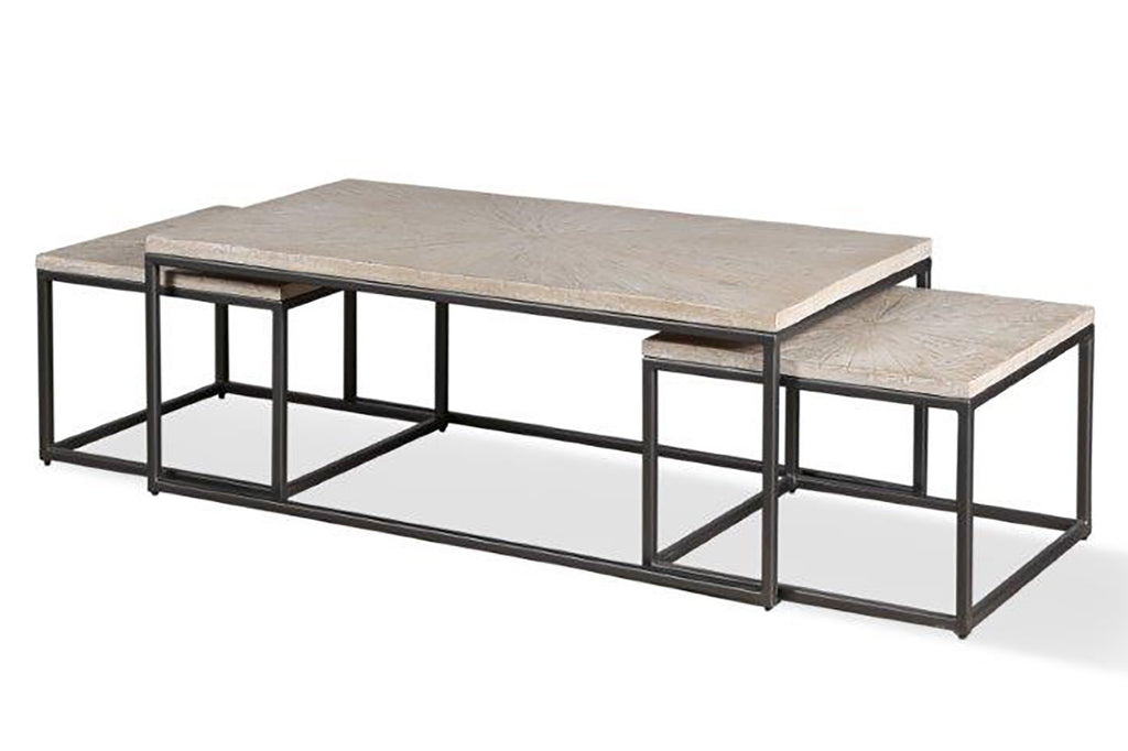 Modern Furniture - Crossings Rectangular Nesting Cocktail Table in Weathered Blanc - MON#01