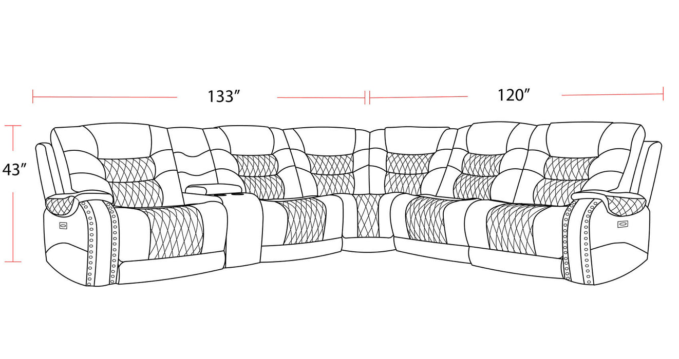 Modern Living - Outlaw 6 Piece Sectional Sofa in Stallion - MOUT-PACKT(H)-STA