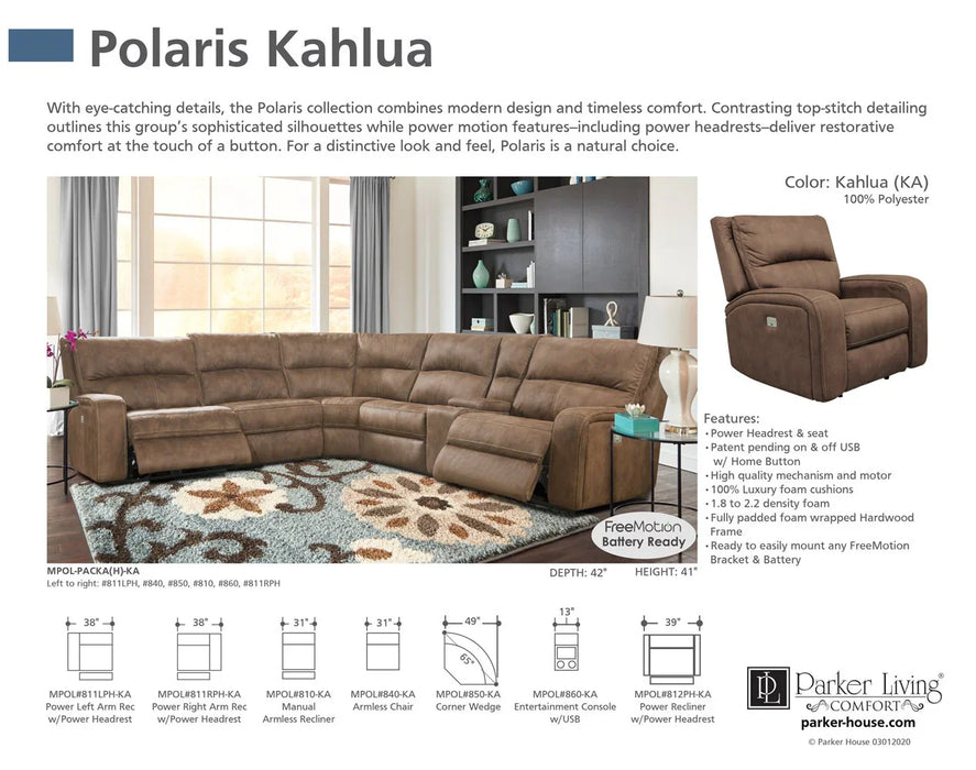 Modern Living - Polaris 6 Piece Sectional Sofa in Kahlua - MPOL-PACKA(H)-KA