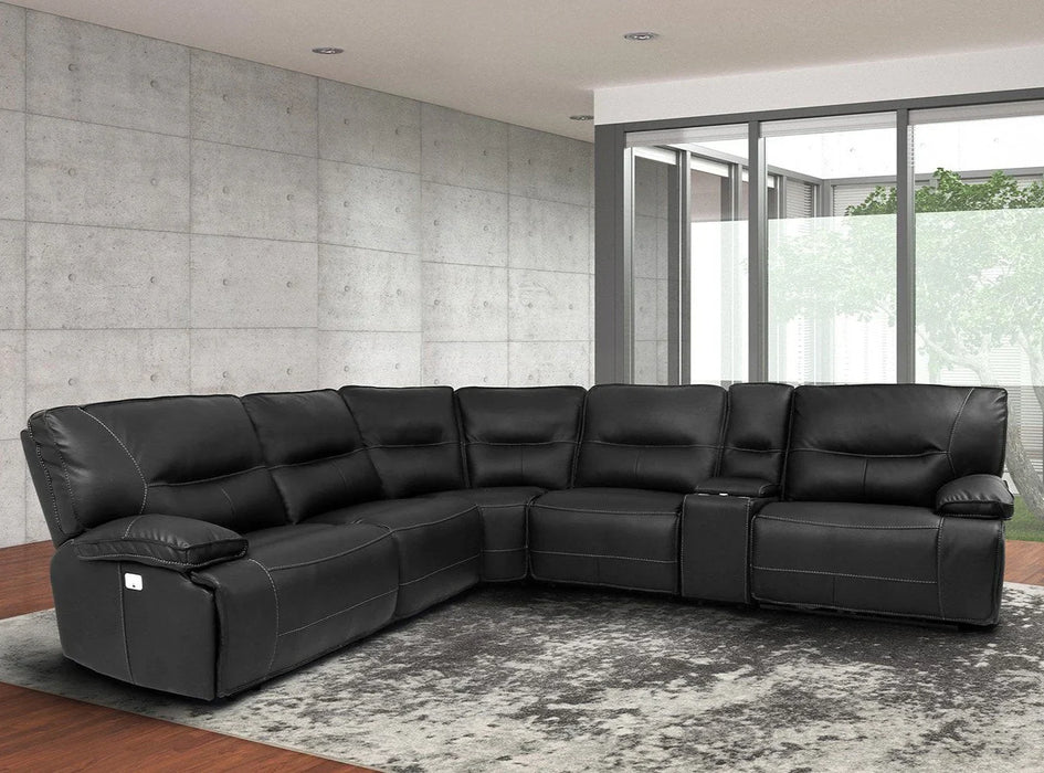 Modern Living - Spartacus 6 Piece Sectional Sofa in Black - MSPA-PACKA(H)-BLC