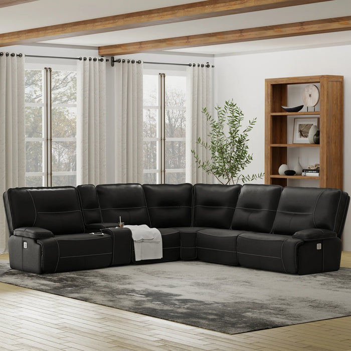 Modern Living - Spartacus 6 Piece Sectional Sofa in Black - MSPA-PACKA(H)-BLC