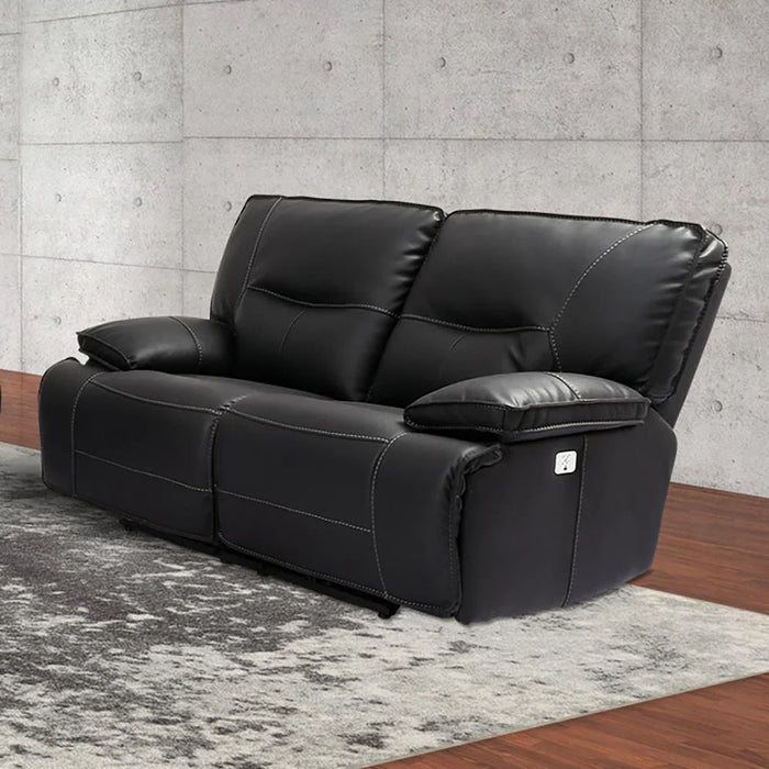 Modern Living - Spartacus Power Recliner Loveseat with USB Port & Power Headrest in Black - MSPA#822PH-BLC