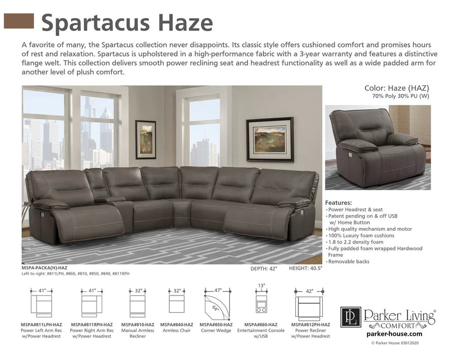 Modern Living - Spartacus 6 Piece Sectional Sofa in Haze - MSPA-PACKA(H)-HAZ