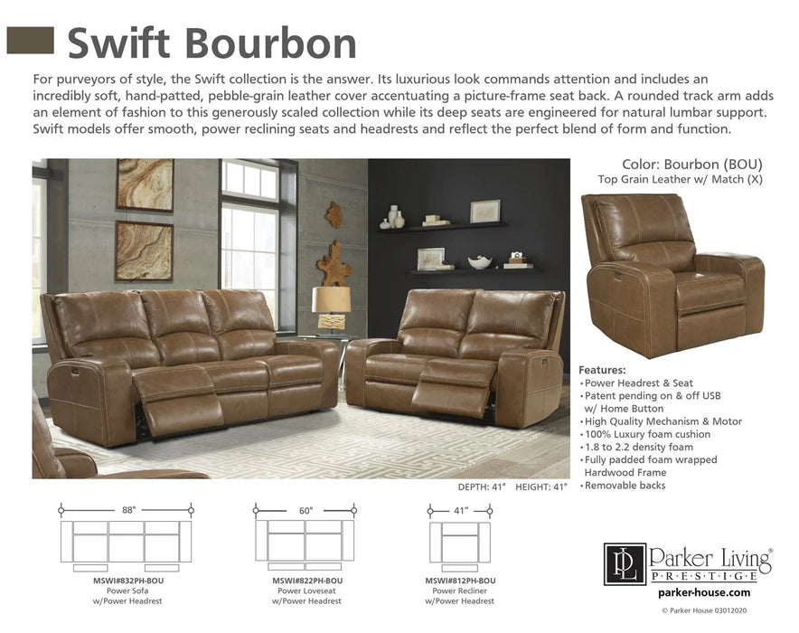 Modern Living - Swift 2 Piece Power Sofa Set in Bourbon - MSWI-31PH-BOU