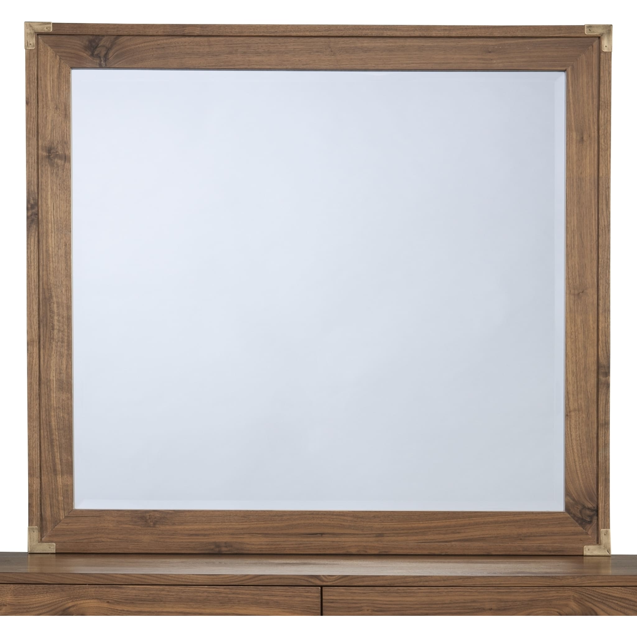 Adler Beveled Glass Mirror in Natural Walnut