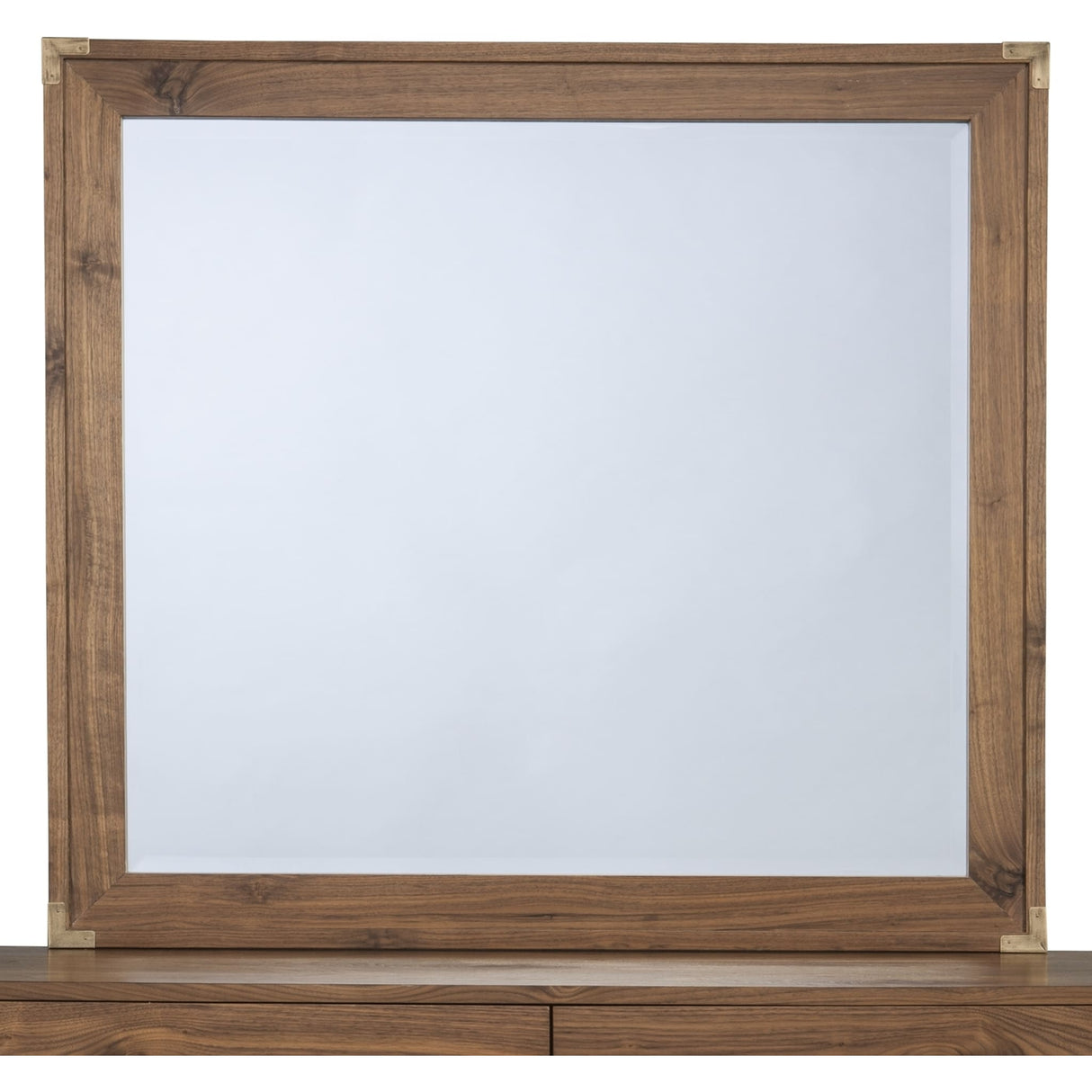 Adler Beveled Glass Mirror in Natural Walnut