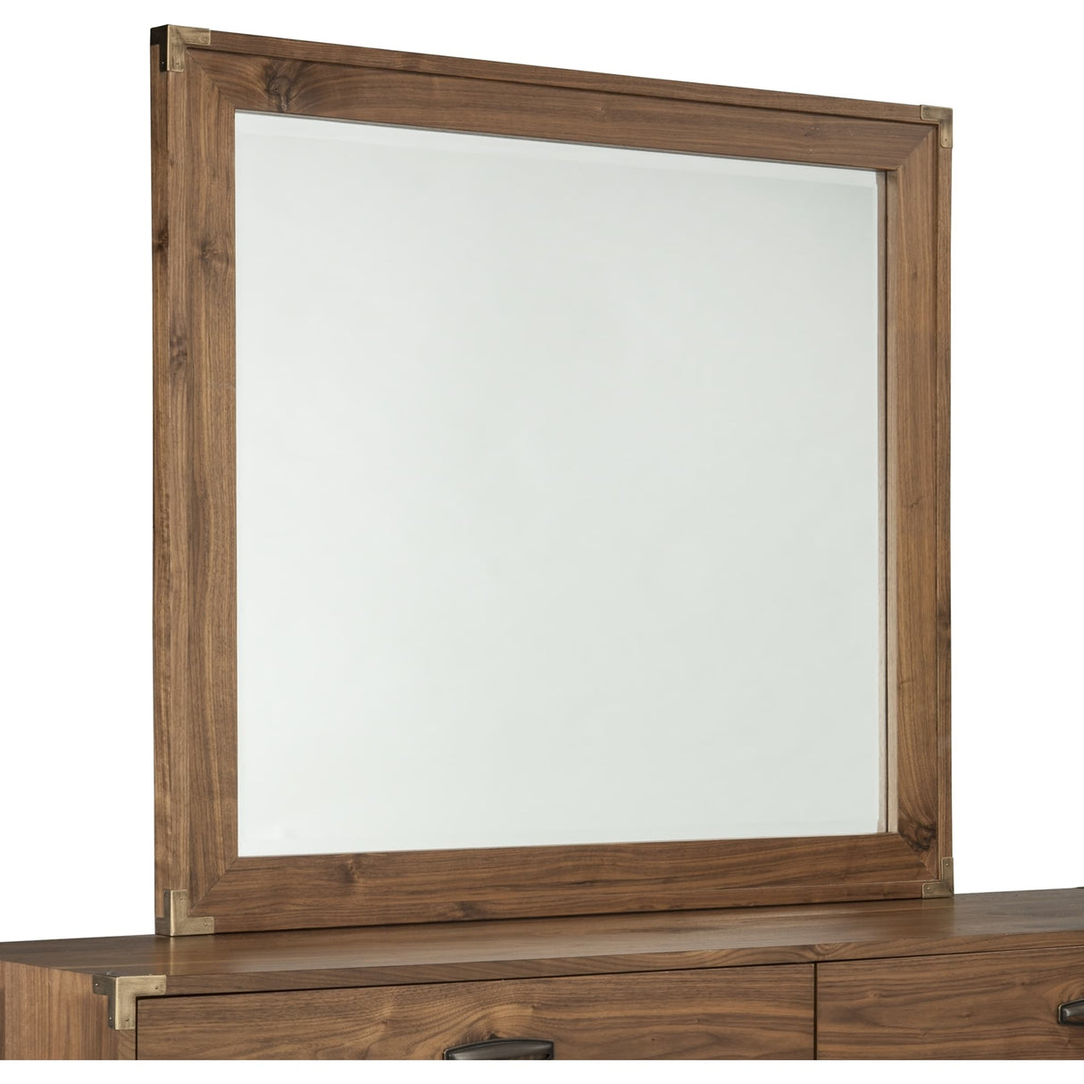 Adler Beveled Glass Mirror in Natural Walnut