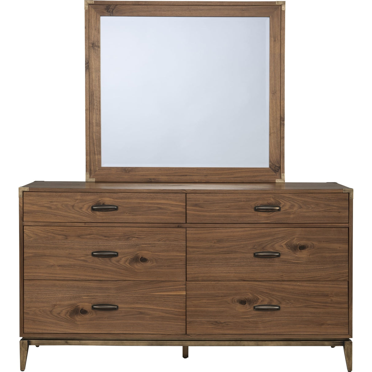 Adler Beveled Glass Mirror in Natural Walnut